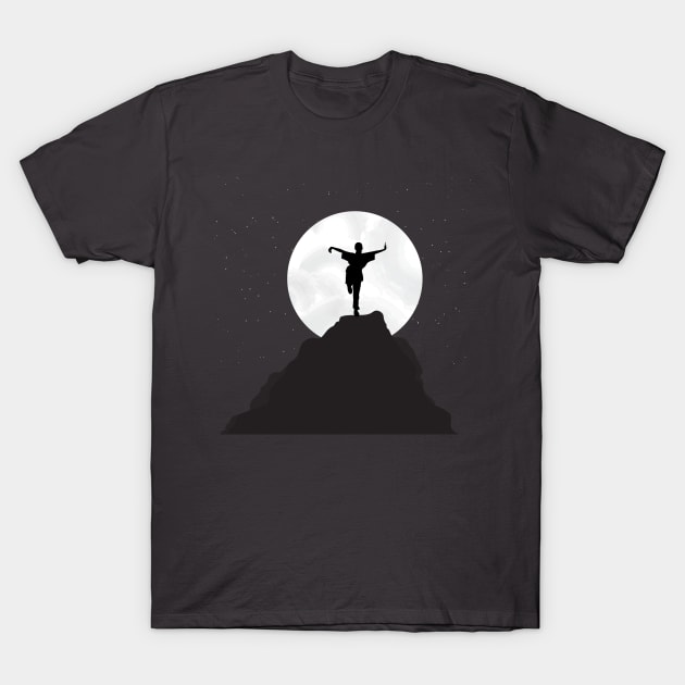 Kung fu fighter training on mountain top T-Shirt by All About Nerds